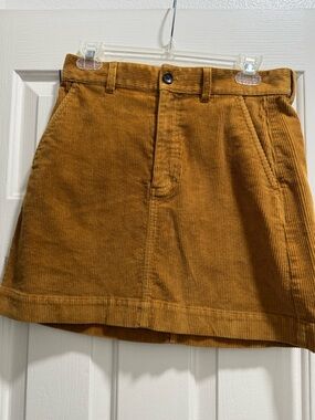 Everlane Corduroy A-Line Mini Skirt in Mustard